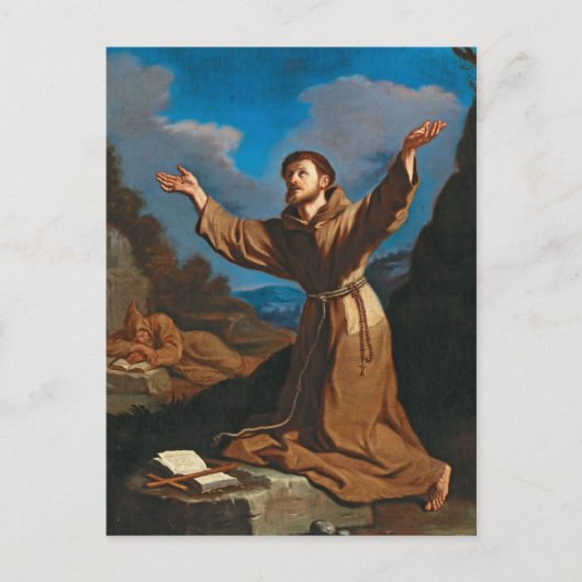 St. Francis Ontvangt de Stigmata door Guercino Briefkaart (Voorkant)