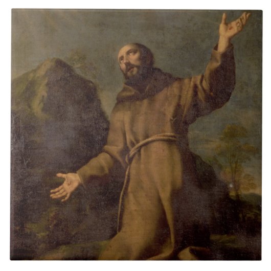 St. Francis Ontvangt de Stigmata Tegeltje (Voorkant)