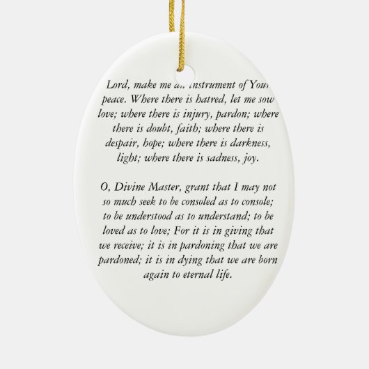 St. Francis Ornament w. gebed (Achterkant)