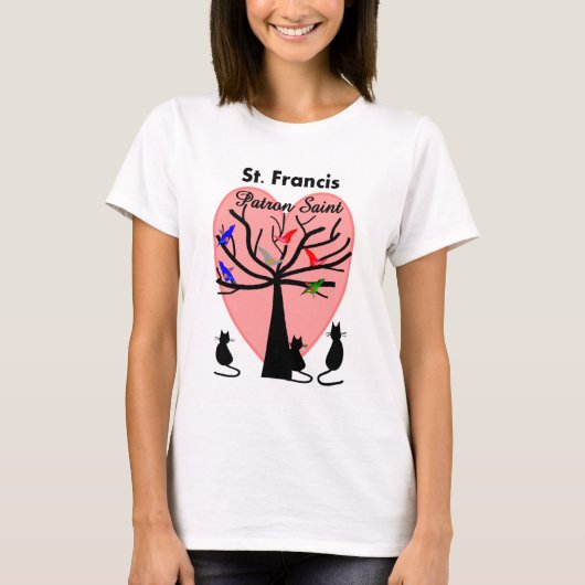 St Francis Patron Saint-Unieke boom en dieren T-shirt (Voorkant)