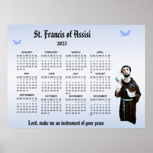 St. Francis Prayer 2023 katholieke kalender-Poster Poster