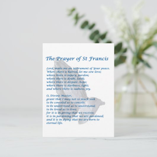 St Francis Prayer Briefkaart (Staand voorkant)