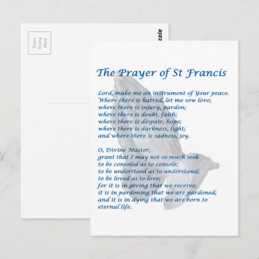 St Francis Prayer Briefkaart (Voorkant / Achterkant)
