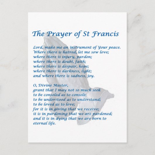 St Francis Prayer Briefkaart (Voorkant)
