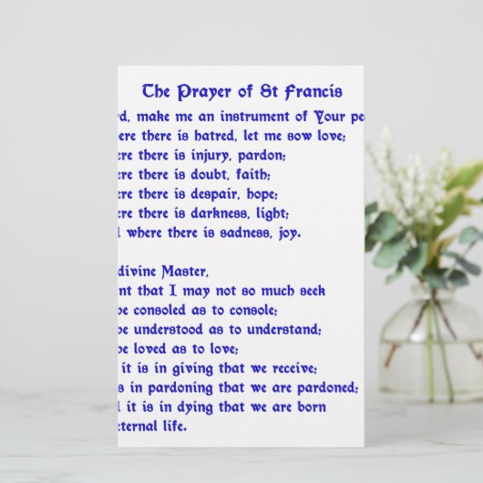St Francis Prayer Briefpapier (Staand voorkant)