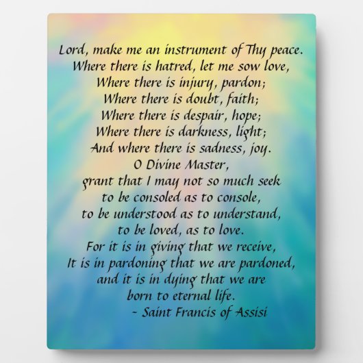 St. Francis' Prayer Fotoplaat (Voorkant)