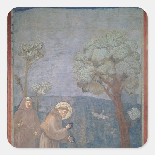 St. Francis Preaching to the Birds, 1297-99 Vierkante Sticker (Voorkant)