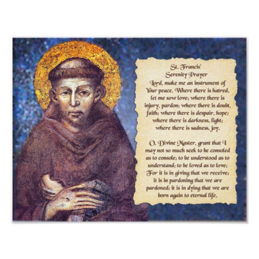 St Francis' Serenity Prayer Foto Afdruk (Voorkant)