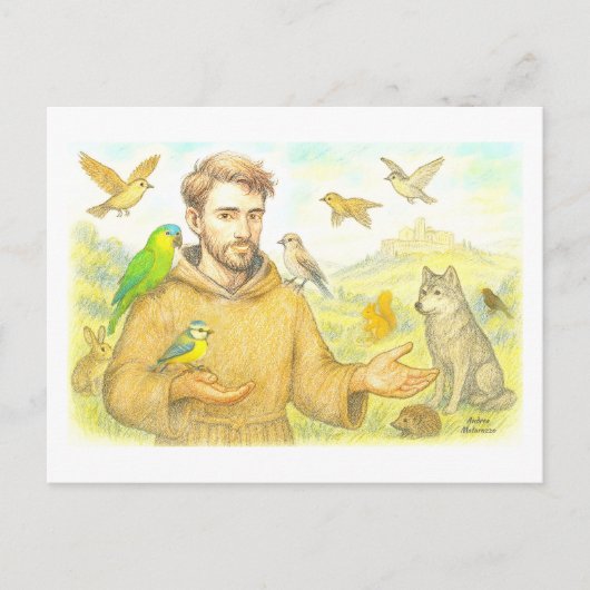 St. Francis - the sermon to the birds and animals Briefkaart (Voorkant)