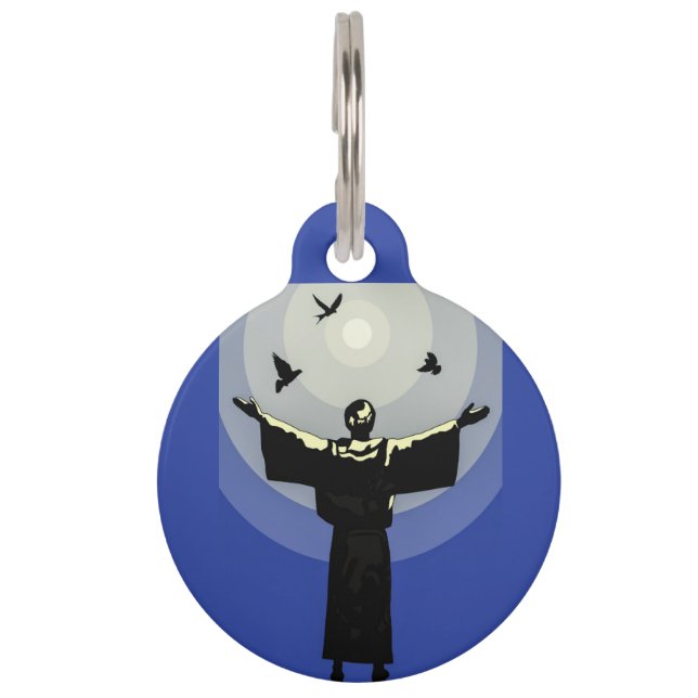 St. Francis van Assisi Blue Animal Protector Huisdierpenning (Voorkant)
