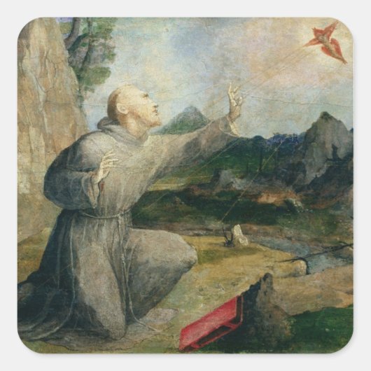 St. Francis van Assisi die de Stigmata ontvangt Vierkante Sticker (Voorkant)