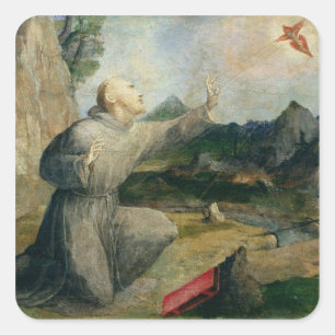 St. Francis van Assisi die de Stigmata ontvangt Vierkante Sticker
