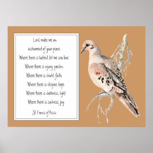 St. Francis van Assisi, gebed met Waterverf Dove Poster (Voorkant)