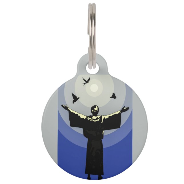 St. Francis van Assisi Gray Animal Protector Huisdierpenning (Voorkant)