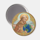 St. Francis van Assisi Holding Earth Button Magneet (Voorkant / Achterkant)