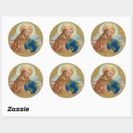 St. Francis van Assisi Holding Earth Ronde Sticker