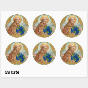 St. Francis van Assisi Holding Earth Ronde Sticker