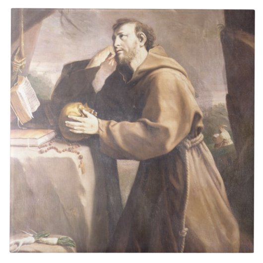 St. Francis van Assisi in Prayer Tegeltje (Voorkant)