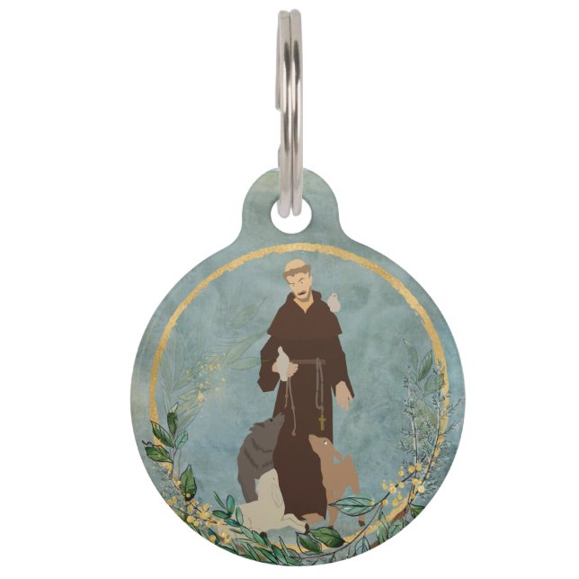 St. Francis van Assisi Jade Gold Pet Protecter Huisdierpenning (Voorkant)