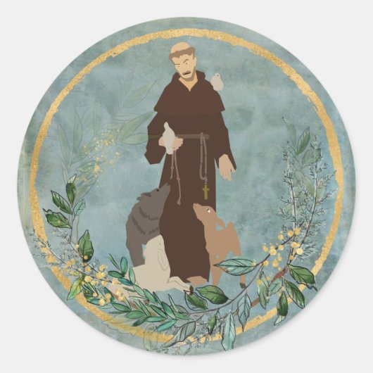St. Francis van Assisi Jade Gold Pet Protecter Ronde Sticker (Voorkant)