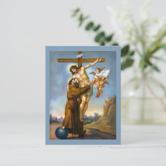 St. Francis van Assisi Jesus Crucifixion Angels Briefkaart (Staand voorkant)