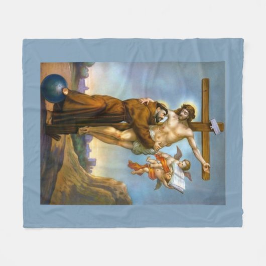 St. Francis van Assisi Jesus Crucifixion Angels Fleece Deken (Voorkant (Horizontaal))