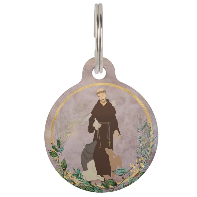 St. Francis van Assisi Marble Gold Pet Protecter Huisdierpenning (Voorkant)