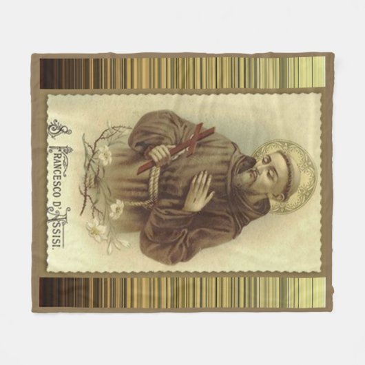 St. Francis van Assisi met Crucifix Lilies Fleece Deken (Voorkant (Horizontaal))