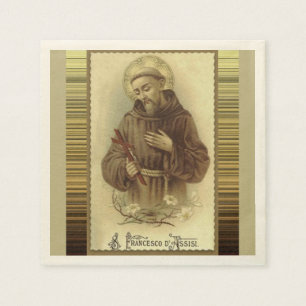 St. Francis van Assisi met Crucifix Lilies Servetten