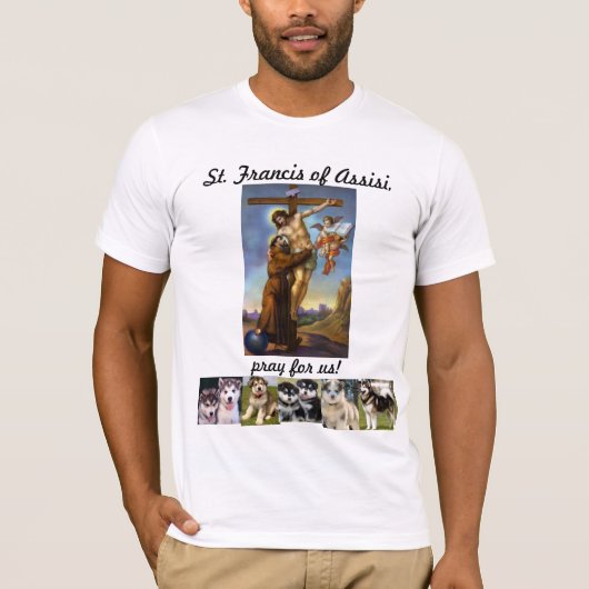 St. Francis van Assisi met Dogs T-shirt (Voorkant)