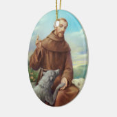 St. Francis van Assisi met Wolf Keramisch Ornament (Links)