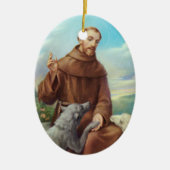 St. Francis van Assisi met Wolf Keramisch Ornament (Voorkant)