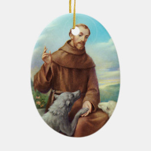 St. Francis van Assisi met Wolf Keramisch Ornament