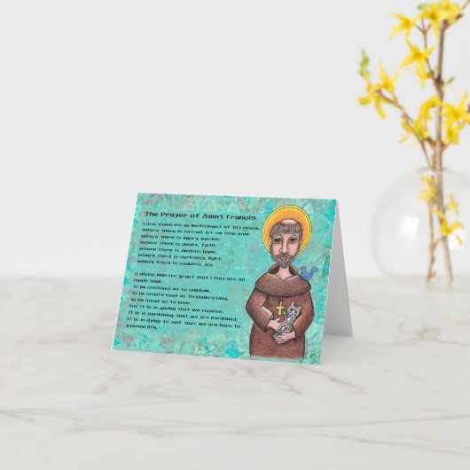 St. Francis van Assisi Notecard Kaart (Gele Bloem)