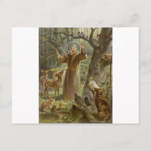 St. Francis van Assisi Omringd door dieren Briefkaart (Voorkant)