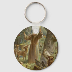St. Francis van Assisi Omringd door dieren Sleutelhanger