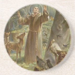 St. Francis van Assisi Omringd door dieren Zandsteen Onderzetter