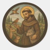 St. Francis van Assisi Patron Saint of Animals Ronde Sticker (Voorkant)
