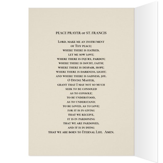 St. Francis van Assisi Peace Prayer Religious (Binnen (Links))