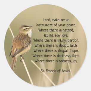 St. Francis van Assisi Prayer Bird Inspirerend Ronde Sticker