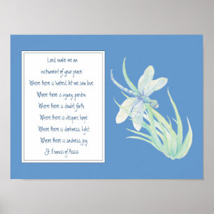 St. Francis van Assisi Prayer Blue Dragonfly Poster