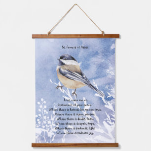 St. Francis van Assisi Prayer Cute Little Bird Hangend Wandkleed