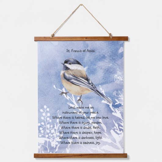 St. Francis van Assisi Prayer Cute Little Bird Hangend Wandkleed (Voorkant)