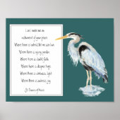 St. Francis van Assisi Prayer Great Blue Heron Bir Poster (Voorkant)