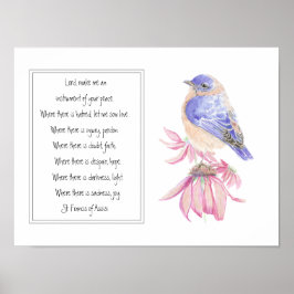 St. Francis van Assisi Prayer met Bluebird Flower Poster