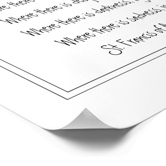 St. Francis van Assisi Prayer met Chickadee Poster (Hoek)