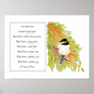 St. Francis van Assisi Prayer met Chickadee Poster