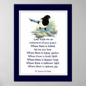 St. Francis van Assisi Prayer met Magpie Bird Poster (Voorkant)