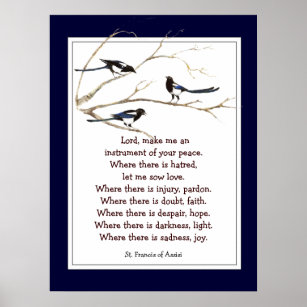 St. Francis van Assisi Prayer met Magpie Birds Poster