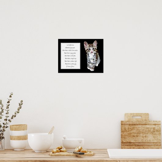 St. Francis van Assisi Prayer met Sweet Kitten Cat Poster (Keuken)